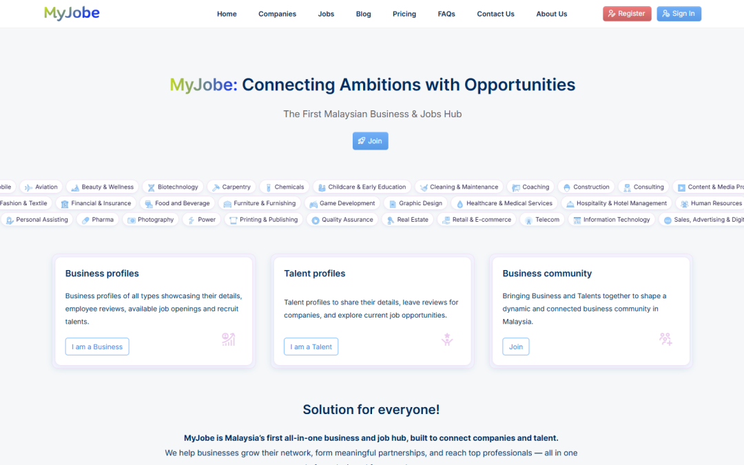 Connecting Companies and Professionals: MyJobe Makes Its Debut as Malaysia’s Homegrown Business Hub