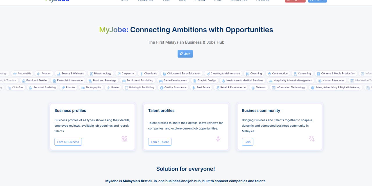 Connecting Companies and Professionals: MyJobe Makes Its Debut as Malaysia’s Homegrown Business Hub 